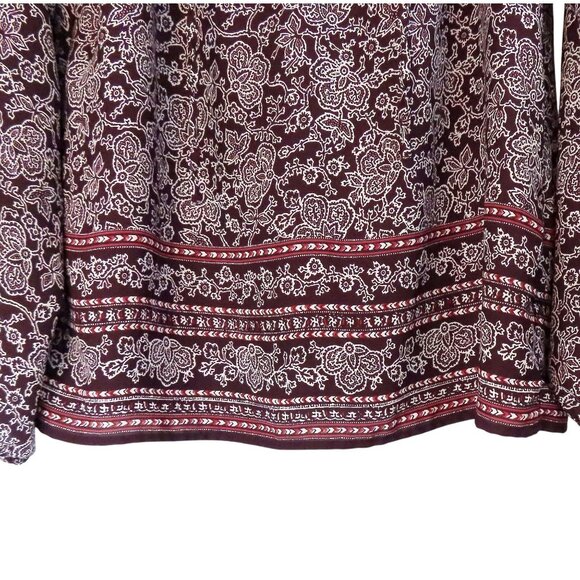 Gap Plum Smock Tie Blouse Womens Long Sleeve M 100% Polyester Paisley Print EUC - Picture 8 of 14